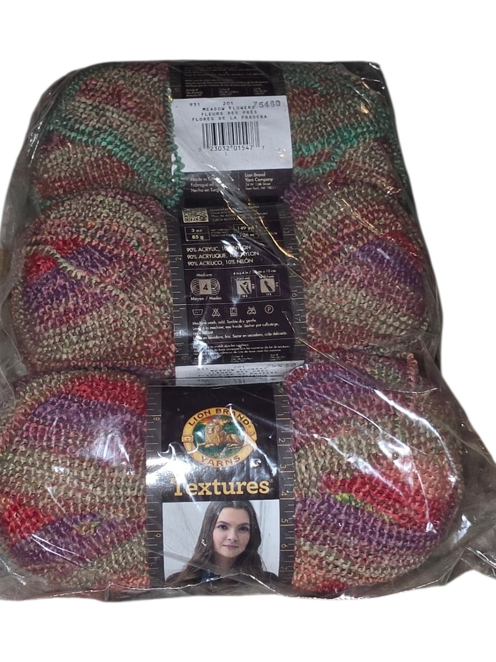 Lion Brand Textures Yarn Meadow Flowers Lot of 3 Discontinued